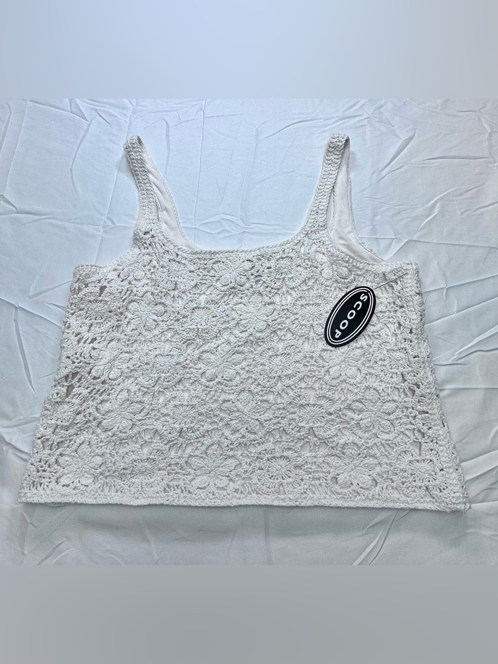 Scoop White Crochet Tank Top -